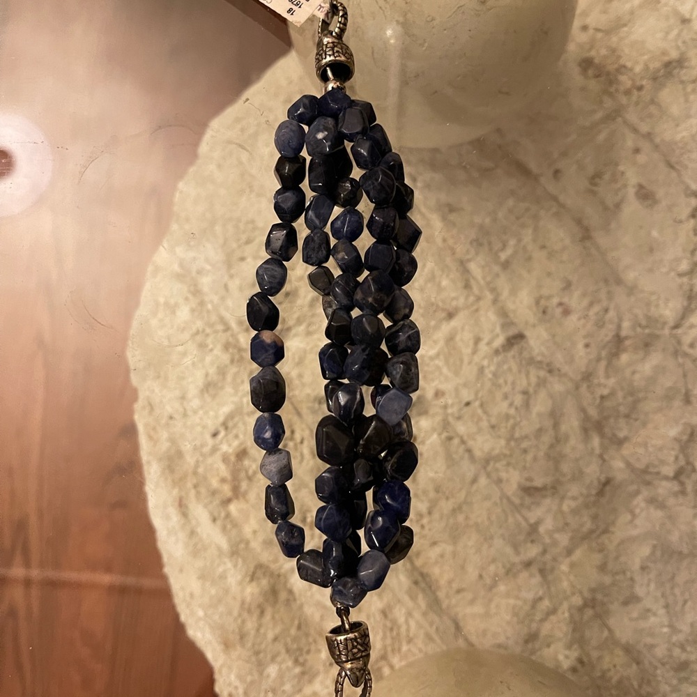 EXEX genuine stones lapis bracelet with Sterling clasp  NWT